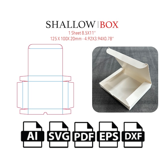 Flache Box, Geschenkbox Vorlage SVG, Box DXF, Verpackungsbox SVG, Box Vektor, Sofort Download für Schneidemaschine