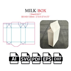 Milk Box,Carton Box SVG,Template SVG, Cut File Box SVG, Box Vector svg,pdf,For Cutting Machine