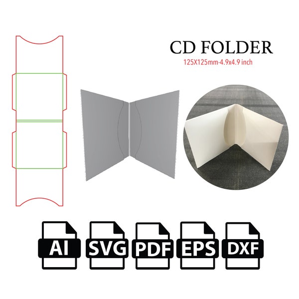 Cd-Dvd Folder,Template SVG,Cut File Box SVG,Packaging Box SVG,Box Vector svg,pdf,Product Box
