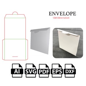 Plantilla de caja de CD, plantilla de portada de CD, sobre SVG, caja de archivo de corte SVG, para máquina de corte