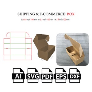 Shipping&E-Commerce Box self Locking ,Template SVG, Cut File Box SVG, Packaging Box SVG, Box Vector svg,pdf,Product Box,For Cutting Machine