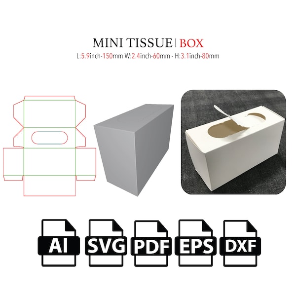 Mini Tissue Box Template,Tissue holder,Napkin Holder,Tissue Box with Perforation,SVG, Cut File Box SVG, Packaging Box,Vector svg,pdf