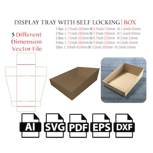 Taca wystawowa z samoblokującym pudełkiem, szablon tacy Svg, taca na papier Svg, taca na imprezę Svg, pudełko DIY, taca na cukierki Svg, taca na przekąski Svg, pdf