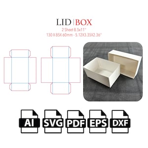 Caja con tapa y cubierta, caja de regalo, caja de dulces, caja de archivo de corte SVG, caja de embalaje SVG, caja vectorial svg, pdf, caja de producto, para máquina de corte
