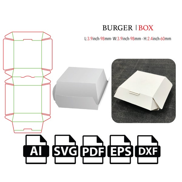 Burger Box,Takeaway Box,Food Box SVG,Modèle SVG, Cut File Box SVG, Box Vector svg,pdf,Pour machine à couper