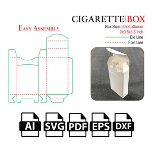 Scatola di sigarette,Scatola di tabacco,Cut File Box SVG, Case SVG, Box Vector svg,pdf,Scatola prodotto,Per macchina da taglio