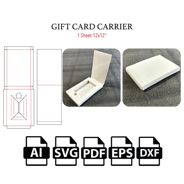 Gift Card Carrier SVG Template,Gift Card Carrier SVG,Cut File Box SVG,Box Vector,Cricut Cut Files,Silhouette Cut Files,For Cutting Machine