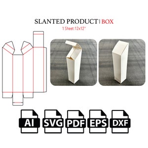 Schräge Produktbox, Rechteckige Box, Vorlage SVG, Cut File Box SVG, Verpackungsbox SVG, Box Vektor svg, pdf, für Schneidemaschine