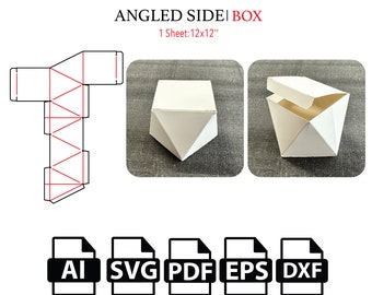 Geometric box template, Angled side box, unique shape box,paper,cardboard box,candy gift box, cookie box,Vector svg,pdf,For Cutting Machine