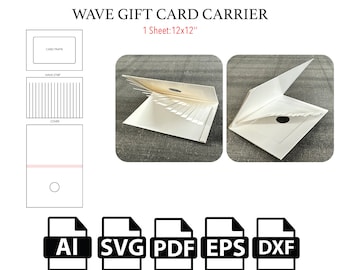 Wave Gift Card Carrier SVG Template,Gift Card Carrier SVG,Box Vector,Cricut Cut Files,Silhouette Cut Files,For Cutting Machine