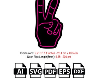DIY Peace Neon Flex Sign SVG File, Template,Vector,Artwork,SVG to make Your Own Neon Flex,dxf,pdf,ai,file for laser and Cnc Router