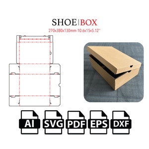 Caja de zapatos, caja de zapatillas, caja de archivo recortado SVG, caja vectorial svg, pdf, para máquina de corte