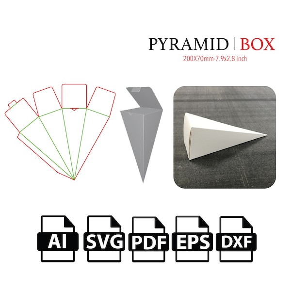 Pyramid Box,Cone,Box,Candy Box,Gift Box Template SVG, Cut File Box SVG, Packaging Box SVG, Box Vector svg,pdf,,For Cutting Machine