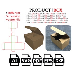 Rectangle Product Box,Template File,Template SVG, Cut File Box SVG, Packaging Box SVG, Box Vector svg,pdf,Product Box,For Cutting Machine