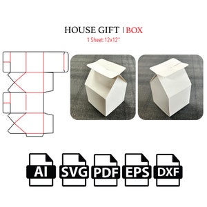 Caja de casa, caja de regalo de casa, papel, casa de cartón, caja de dulces, caja de regalo de dulces, caja de galletas, vector svg, pdf, caja de producto, para máquina de corte