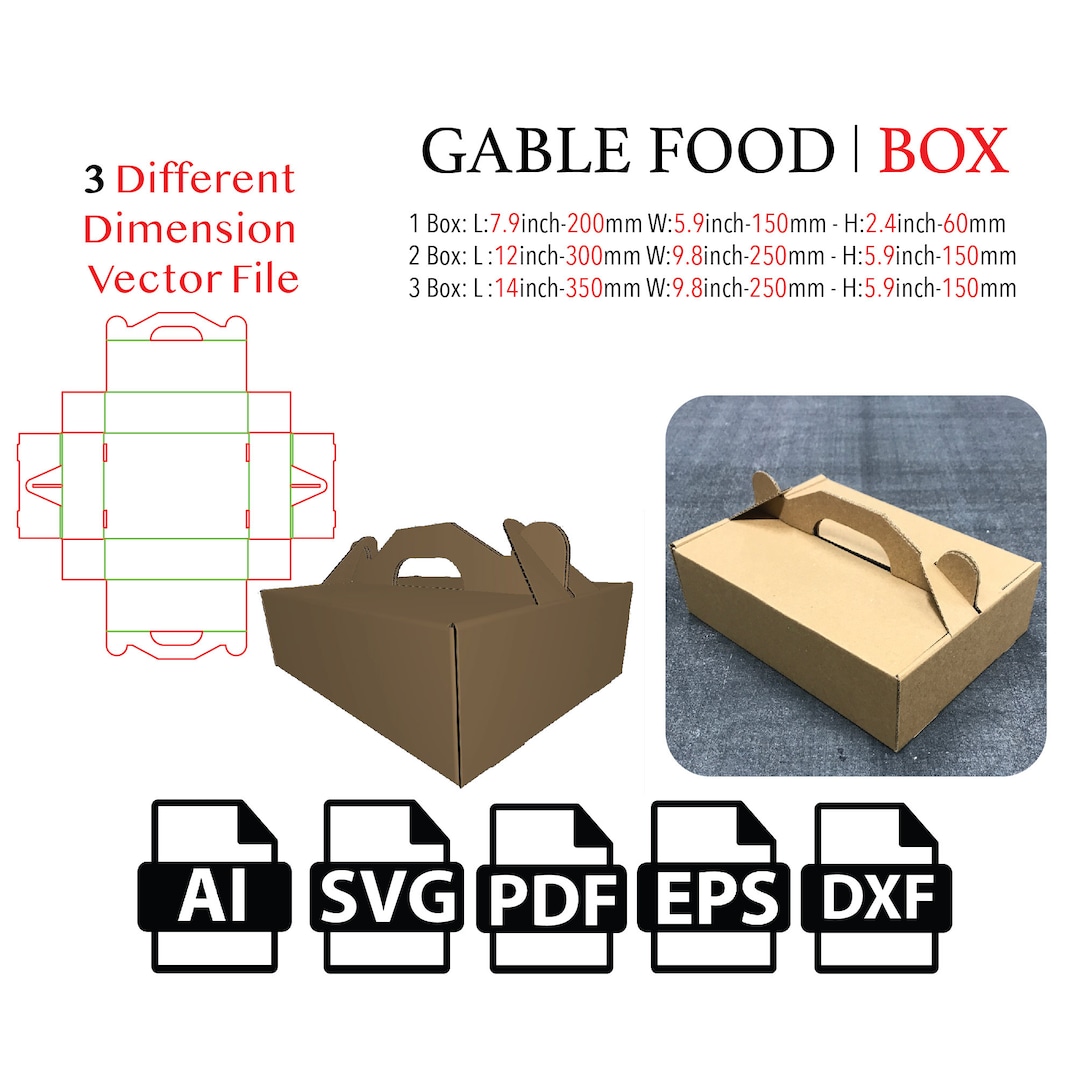 Gable Food Box With Handle,pita Box, Template SVG, Cut File Box SVG ...