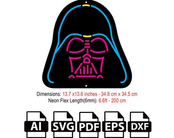 DIY Darth Vader Neon Flex Sign SVG File, Template,Vector,Artwork,SVG,dxf,pdf,ai,file for laser and Cnc Router
