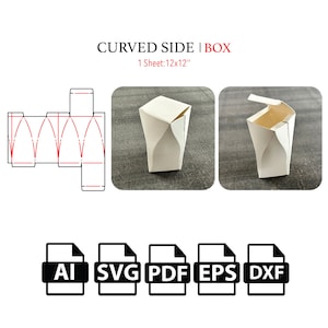 Curved Side Box Template,Rectangle gift Box,Favor Box,Wedding gift box Tamplate,Vector svg,pdf,Product Box,For Cutting Machine