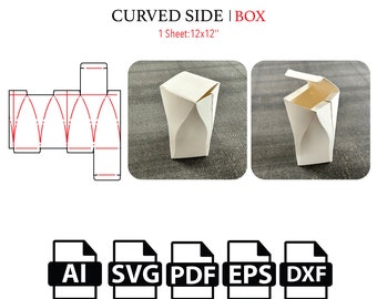 Curved Side Box Template,Rectangle gift Box,Favor Box,Wedding gift box Tamplate,Vector svg,pdf,Product Box,For Cutting Machine