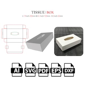 Taschentuchbox Vorlage, Taschentücherbox Vorlage, Taschentücherbox mit Perforation, SVG, Cut File Box SVG, Verpackungsbox SVG, Box Vektor svg,pdf