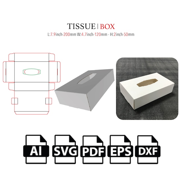 Tissue Box template,Tissue holder,Napkin Holder,Tissue Box with Perforation,SVG, Cut File Box SVG, Packaging Box SVG, Box Vector svg,pdf