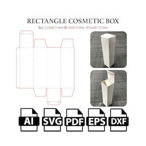 Rectangular Cosmetic Box,6oz Boottle,Template,Svg Vector,Cut File Box SVG, Box,For Cutting Machine