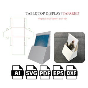 Présentoir de table corps fuselé, modèle SVG, fichier coupé boîte SVG, boîte d'emballage SVG, vecteur de boîte svg, pdf, boîte de produit, pour machine de découpe