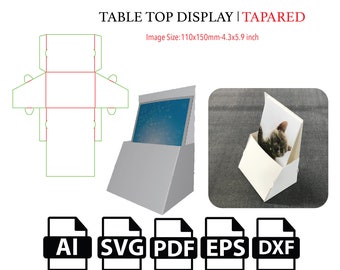 Table Top Display Tapered Body,Template SVG, Cut File Box SVG, Packaging Box SVG, Box Vector svg,pdf,Product Box,For Cutting Machine