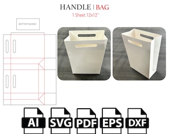 Handle Bag,Shopping Bag,Grocery Bag,Paper Bag Template SVG, Cut File Box SVG, Box Vector svg,pdf, For Cutting Machine