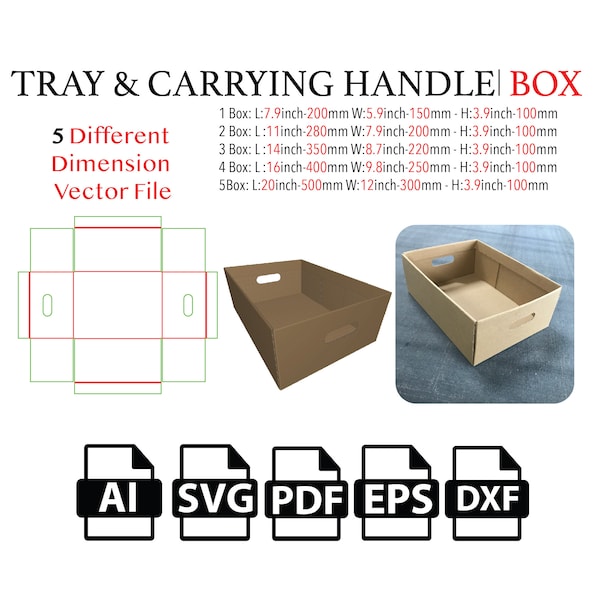 Tray with Carrying Handle Box,Tray Template Svg, Paper Tray Svg, Party Tray Svg, DIY Box, Candy Tray Svg, Snack Tray svg,pdf