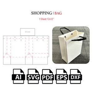 Shopping Bag,Paper Bag Template SVG, Cut File Box SVG, Packaging Box SVG, Box Vector svg,pdf, For Cutting Machine