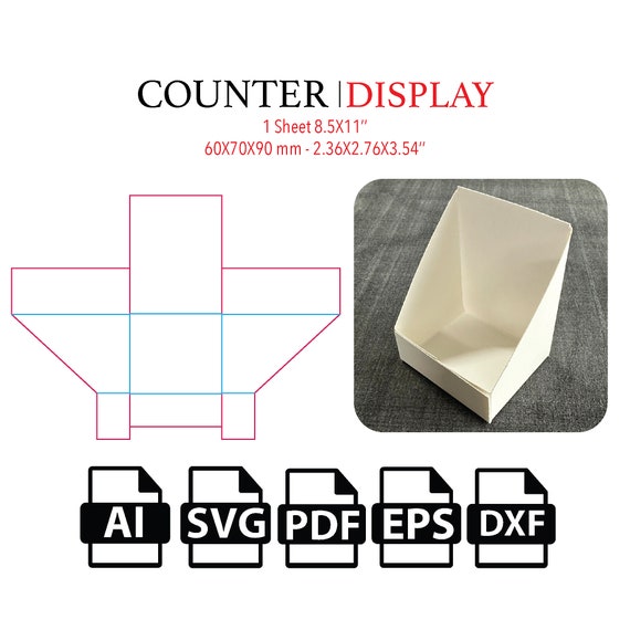 Counter Display Box Template SVG,Cardboard Display Cut File Box SVG, Packaging Box SVG, Box Vector svg,pdf,Product Box,For Cutting MachineT