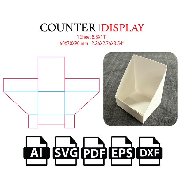 Counter Display Box Template SVG,Cardboard Display Cut File Box SVG, Packaging Box SVG, Box Vector svg,pdf,Product Box,For Cutting MachineT