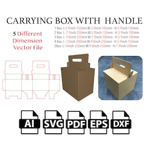 Carrying Box with Handle,Template SVG, Cut File Box SVG, Packaging Box SVG, Box Vector svg,pdf,Product Box,For Cutting Machine