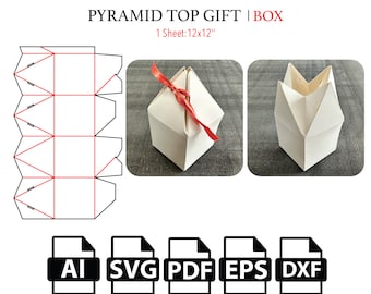 Pyramid Top Gift Box Template,triangle box,Candy Box,Pyramid shaped box,triangular box, Box Vector svg,pdf,,For Cutting Machine