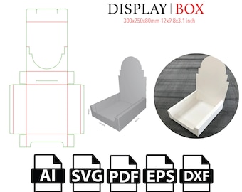 Display&Product Tray with Header,Template SVG, Cut File Box SVG, Packaging Box SVG, Box Vector svg,pdf,Product Box,For Cutting MachineT