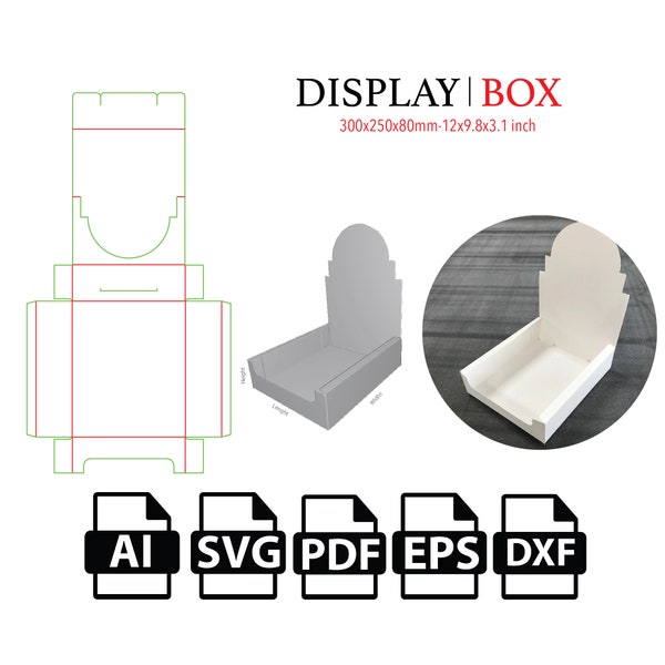 Display&Product Tray with Header,Template SVG, Cut File Box SVG, Packaging Box SVG, Box Vector svg,pdf,Product Box,For Cutting MachineT