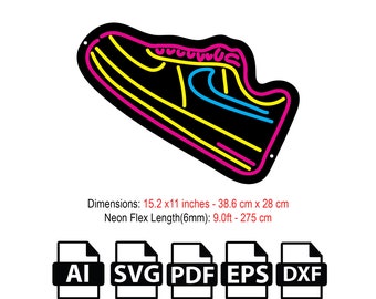 DIY Sneaker Neon Flex Sign SVG File, Template,Vector,Artwork,SVG to make Your Own Neon Flex,dxf,pdf,ai,file for laser and Cnc Router