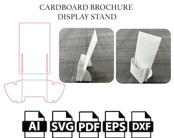Cardboard Brochure Display Stand,Poster Stand, Cut File Box SVG, Packaging Box SVG, Box Vector svg,pdf,For Cutting Machine