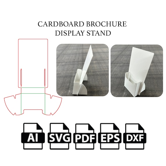Cardboard Brochure Display Stand,Poster Stand, Cut File Box SVG, Packaging Box SVG, Box Vector svg,pdf,For Cutting Machine