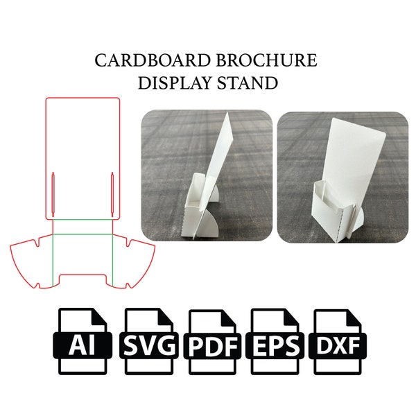 Cardboard Brochure Display Stand,Poster Stand, Cut File Box SVG, Packaging Box SVG, Box Vector svg,pdf,For Cutting Machine