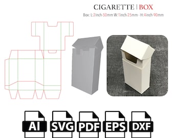 cigarette box die cut Cigarette Box Die Cut Template (svg, Png, Dxf, Eps, Ai) Digital Download