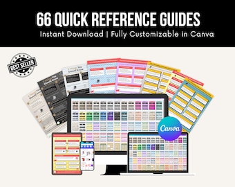 Quick Reference Guide Templates: 66 Editable Canva Layouts (Instant Download)