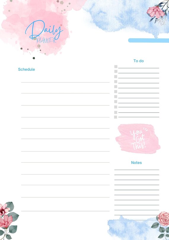 Printable Daily Planner Daily Schedule Daily Agenda Planner - Etsy