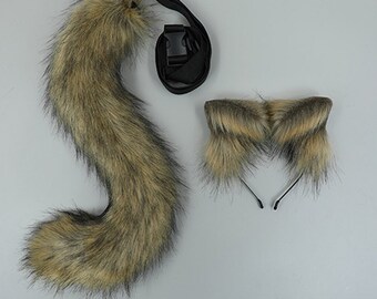 9 Colors Animal Ears Headband hairband Tail, Cosplay Animal Cat Fox Wolf Ears Tail Costume, Halloween Carnival Party Animal Wolf Cat Fox Set