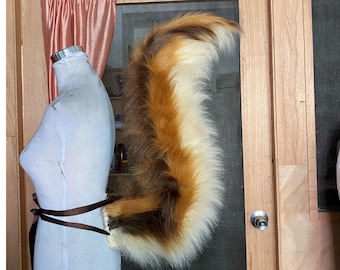 Handmade Brown Furry Squirrel Tails, Cute Faux Fur Animal Tails Squirrel Tails for Cosplay Halloween Party Fursuit (length 60/100/120cm)