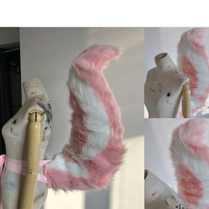 Handmade Furry Squirrel Skunk Fox Tails, Cute Faux Fur Animal Striped