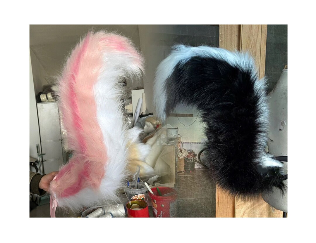 Handmade Furry Squirrel Skunk Fox Tails, Cute Faux Fur Animal Striped