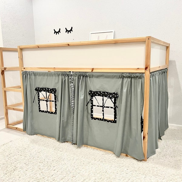 Cortinas Ikea kura, cortinas kura, dosel de cama, cama Ikea kura, cortina de litera Ikea kura, casa de cama con dosel, cama con dosel