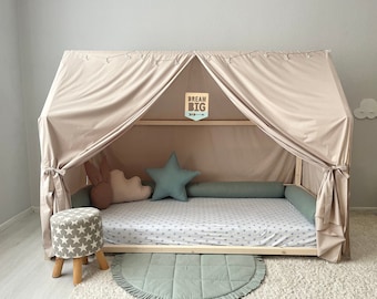 Pedido personalizado de CAMA CON DOSEL, dosel de cama Montessori, cortinas de cama, cortinas de cama con dosel completas, cortinas de cama con dosel, tienda de juegos, baldaquín